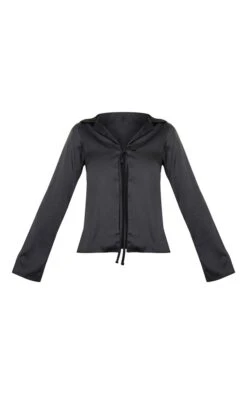 Chemise Longue Satinée Noire Nouée Devant à Col -Logic || Zero Soldes Magasin 8678caa45774f3971ba6aed20e159d659ac649c3 cnc9541 5