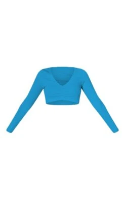 Crop Top En Jersey Texturé Bleu Froncé Sur Le Devant -Logic || Zero Soldes Magasin 88d3397a892c28a0cfdc4c6aca028f8e2270e79f CMY1449 6