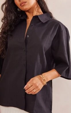 Chemise Oversize En Effet Lin Noir à Manches Courtes -Logic || Zero Soldes Magasin 89c7d0fcca840ed69d51389e0f81bcd9a0ec55bf cnd6047 4