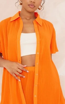 Chemise Oversize Plissée Orange Vif à Manches Courtes Et Boutons -Logic || Zero Soldes Magasin 8e64172f72ae36270be047107b0c4554a86df403 cne8707 4