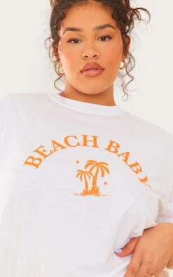 Plus T-shirt Blanc Imprimé Beach Baby -Logic || Zero Soldes Magasin 92fe5e655734df7af77e64b2e570d0b0479ba5e9 cne8893 4