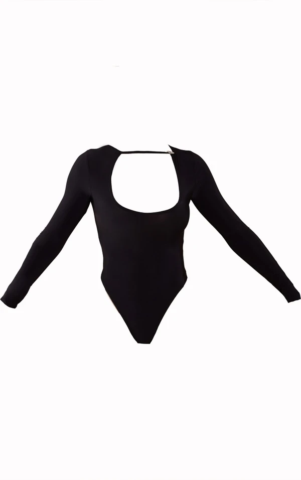 Body Noir à Manches Longues Et Empiècement Coeur 7 Body Noir à Manches Longues Et Empiècement Coeur – Image 5