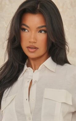 Chemise Oversize En Effet Lin Blanc à Manches Courtes Et Poches -Logic || Zero Soldes Magasin 957c1b47b51e777896b94bac30a3792c791b7a5c cnd3906 4