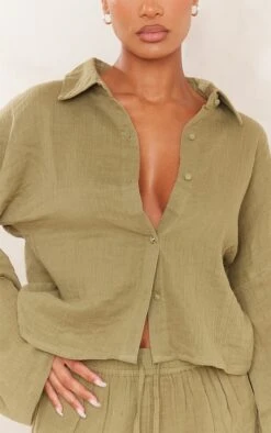 Chemise Oversize Effet Lin Kaki à Boutons -Logic || Zero Soldes Magasin 9804a083c48b3b67ea0d6719d9f1ef99862d1c17 cnd9458 4