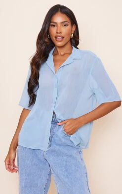 Chemise Oversize Crêpée Bleue à Manches Courtes -Logic || Zero Soldes Magasin 98af4c7d1e52cc1a798fbf746d9358f8f24f1091 cnd8478 3