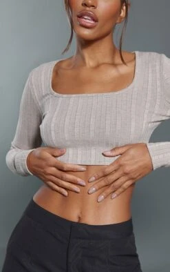 Top Côtelée Taupe Chiné à Manches Longues -Logic || Zero Soldes Magasin 9f86922af77426e5417c944c7d2e46659cf0e629 cnc5504 4