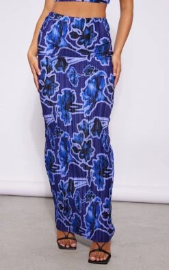 Jupe Longue Plissée Bleue Imprimée -Logic || Zero Soldes Magasin 9fd97cb572d53db30e077b8066c80fa38d2b6eea cnb2383 2