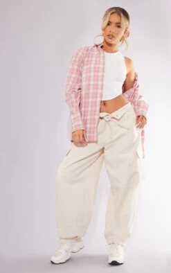 Chemise à Carreaux Oversize Rose