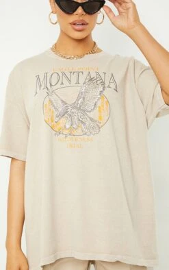 T-shirt Oversize Sable à Slogan Montana -Logic || Zero Soldes Magasin a26e27180bf86889d4d0503081f696d193e71ae9 cmq5625 4