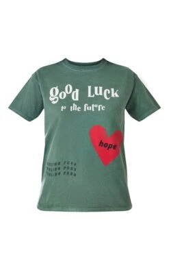 Tee-shirt Kaki Délavé Imprimé Good Luck Et Coeur -Logic || Zero Soldes Magasin a476621d1ff9e1d31da277248a3bbcd7e3ddc208 cnd5762 5