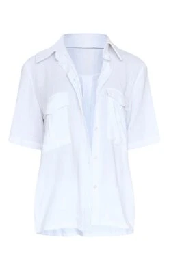 Chemise En Effet Lin Blanc à Poches Et Manches Courtes -Logic || Zero Soldes Magasin a4c4b68a39eb36e07cde48cfccda474e64cfffde cne4303 5