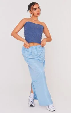 Jupe Longue Bleu Ciel à Zip Et Cordons Ajustables