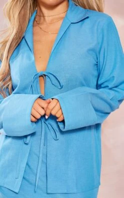 Chemise Effet Lin Bleue Doublement Nouée Devant -Logic || Zero Soldes Magasin ac54739c1fbad198ac833c20d6e6b5dca9901525 cne7280 4