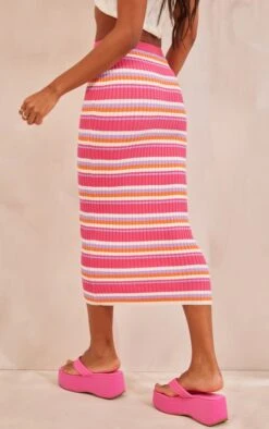 Jupe Longue En Maille Tricot Côtelée à Rayures Multicolores -Logic || Zero Soldes Magasin af00dc421ed66fd690d0d0f191674df8aa71fe11 cnd6856 3