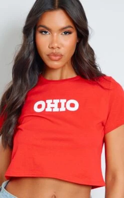 T-shirt Court Rouge Ajusté Imprimé Ohio -Logic || Zero Soldes Magasin af72a32a5fcb005d1a2f054347f4aa724f0f3257 cne6037 4