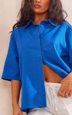 Chemise Oversize En Effet Lin Bleu Cobalt à Manches Courtes -Logic || Zero Soldes Magasin b0f84dd100dc2c18ecb0c21368bd7f9f3933432a cnd6044 4