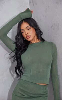 Top Long Côtelé Doux Transparent Kaki à Manches évasées -Logic || Zero Soldes Magasin b3da312a7ea7c1b233d12c20c52b0085e3f1b59c cnd4641 4