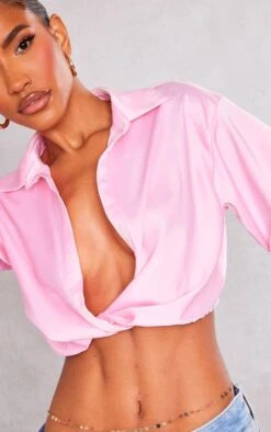 Chemise Rose Bonbon Satinée Torsadée Devant -Logic || Zero Soldes Magasin b50be8803b10d7f1daebdf0c251c6e83bb41eaff cne2840 4