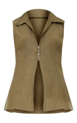 Chemise Zippée Sans Manches Kaki En Maille Tissée Texturée Et Transparente -Logic || Zero Soldes Magasin b53fcebcbaf6a5c5d122ebbe9de90a0552531af9 cnc8505 5