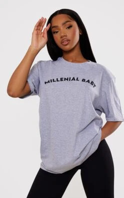 T-shirt Gris Imprimé Millennial Baby