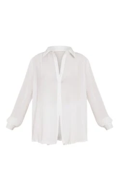 Chemise Oversize Blanche Plissée à Boutons Devant -Logic || Zero Soldes Magasin bc260bf18f93f5d938d02bf26e90c0710fd54e16 cna0637 5