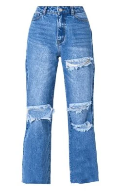 PRETTYLITTLETHING Jean Droit Déchiré Moyennement Délavé Coupe Longue -Logic || Zero Soldes Magasin bfab7ab4fc8bf61504dfe9cd81d31b26e169684d CMM4752 6
