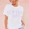 T-shirt Blanc à Slogan "New York Nyc" Imprimé -Logic || Zero Soldes Magasin c2789cd5d70d0580f710829ac8e01c8a286a10f0 cne6044 1
