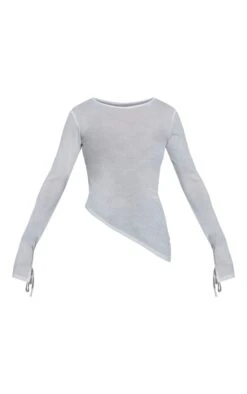 Top En Mesh Texturé Blanc Asymétrique à Manches Longues Nouées -Logic || Zero Soldes Magasin c290a8e4951b780b11642bb8bd263a20edf925a4 cnc4167 5