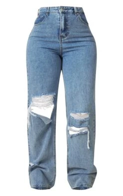 Jean Droit Bleu Moyennement Délavé Déchiré à Taille Haute -Logic || Zero Soldes Magasin c454430d6f9e20f89061b7e70adb0763e8e37c57 cne0845 5