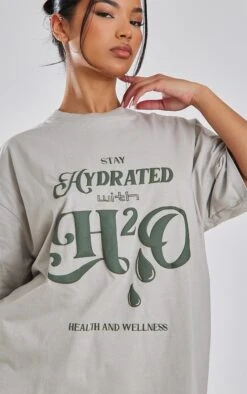 T-shirt Gris Pierre Imprimé Stay Hydrated