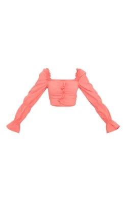 Crop Top Très Volanté à Manches Longues Corail Clair En Maille Tissée Stretch Froncée Devant 11 Crop Top Très Volanté à Manches Longues Corail Clair En Maille Tissée Stretch Froncée Devant -Logic || Zero Soldes Magasin c9b89a8b1f69704f2d92e380ef2a6d24b0ed2f94 cmq3956 5