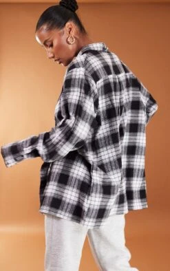 Chemise à Carreaux Oversize Noire