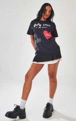 Tee-shirt Noir Délavé Imprimé Good Luck Et Coeur -Logic || Zero Soldes Magasin cc4e9d46e139f0dd4017f3855126bab0840a3677 cnd5761 3