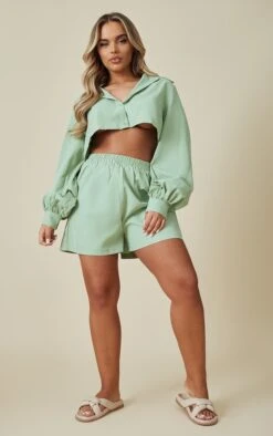 Chemisier Court En Maille Tissée Vert Sauge Clair -Logic || Zero Soldes Magasin ded852675dd4c9510cd5253bfd1ba2131cd3bc93 cnd4606 3