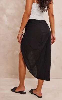 Jupe Longue Effet Lin Noire Froncée à Fente -Logic || Zero Soldes Magasin dfbb05a59f751f556b8c51ab145d273d83102cb1 cnd1087 3