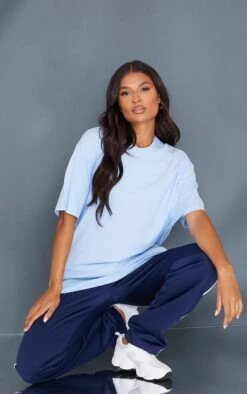T-shirt Oversize En Coton Biologique Bleu Ciel