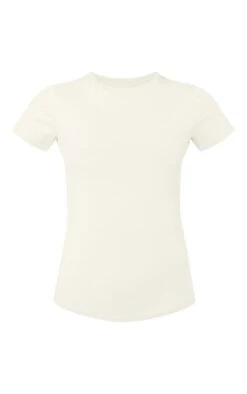 T-shirt Cintré Basique En Coton Mélangé Crème à Col Ras -Logic || Zero Soldes Magasin e4148033a189945539d23a3c546395dca874cfb8 cmw9828 1 1