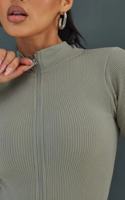 Body Zippé Gris Clair Côtelé Détail Contours à Manches Longues -Logic || Zero Soldes Magasin e79aa7914caae544cd7c9de99c7bc261878aea95 cnc5421 4