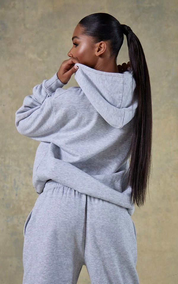 Renew Hoodie Oversize Gris à Slogan Brodé 6 Renew Hoodie Oversize Gris à Slogan Brodé – Image 4