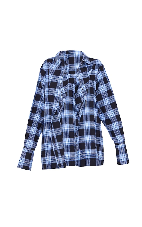 Chemise à Carreaux Oversize Bleu Marine 7 Chemise à Carreaux Oversize Bleu Marine – Image 5