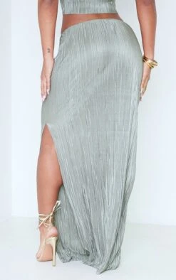 Jupe Longue Plissée Vert Saige Kaki à Taille Basse Et Ourlet Fendu -Logic || Zero Soldes Magasin ea1e413d3bb8a5b4f362c7412ed32a642f48f5ab cnd0525 3
