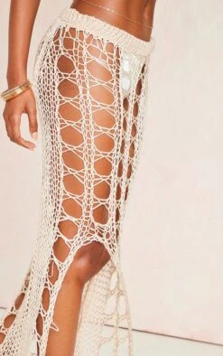 Jupe Longue En Maille Crochet Ajourée Crème Fendue -Logic || Zero Soldes Magasin eaa74937a4bd194c736eccebcf146ff0ffc17074 cne6287 4