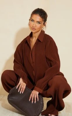 Chemise Oversize Chocolat Plissée à Boutons Devant -Logic || Zero Soldes Magasin ebf88cdeea349ca01d179db06a7781dcf3df6f2c cmu8614 3