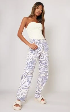 Jean Droit écru Imprimé Vague