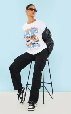 T-shirt Manches Longues Blanc Imprimé Speedway Champions