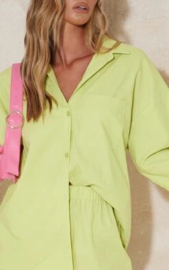 Chemise Oversize En Maille Tissée Vert Citron Clair à Manches Ballon -Logic || Zero Soldes Magasin fced70196806e95b7a04703f0f823cbc57164e38 cmz3711 4