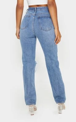 Jean Droit Bleu Moyennement Délavé Ouvert Sur Le Genou -Logic || Zero Soldes Magasin fd7ec11322c8192cbb55ade8120327f8562d4d23 cmk1489 3