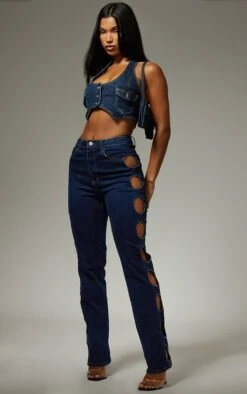 Jean Droit Indigo Découpé